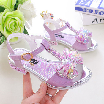 2023 Καλοκαιρινά σανδάλια στρας για κορίτσια Παπούτσια Παιδικές πούλιες μόδας Φιόγκος Πέρλες Παιδικά Flat Princess σανδάλια Παπούτσια
