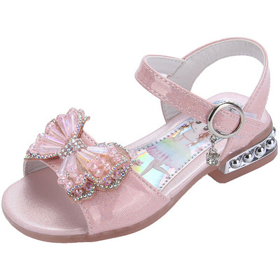 2023. aasta suvised kivist sandaalid tüdrukutele Moodsad litrid, vibupärlid, lastele mõeldud printsessisandaalid