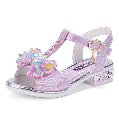 2023. aasta suvised kivist sandaalid tüdrukutele Moodsad litrid, vibupärlid, lastele mõeldud printsessisandaalid