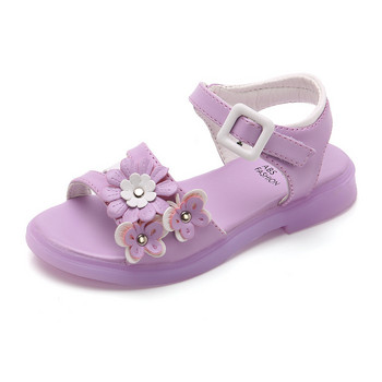 Сандали за момичета 2024 г. Ново лято Малко момиче Сандали с лък принцеса Детски обувки с отворени пръсти Мека подметка Детски обувки с фрагментирани цветя