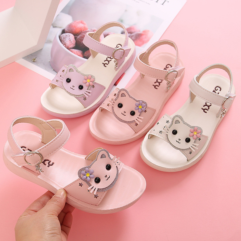 Lapsed Sandaalid Kingad Tüdrukud Gladiaator Hook & Loop Multifilm Suvine hingav printsess Lastepidu Mood Ranna korter väikelaps Beebi