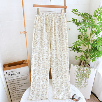 Pure Cotton Loose Home Παντελόνι Crepe Ύφασμα Πυτζάμες Παντελόνι Casual Τσέπες Sleep Bottoms Ελαστική Μέση Lounge