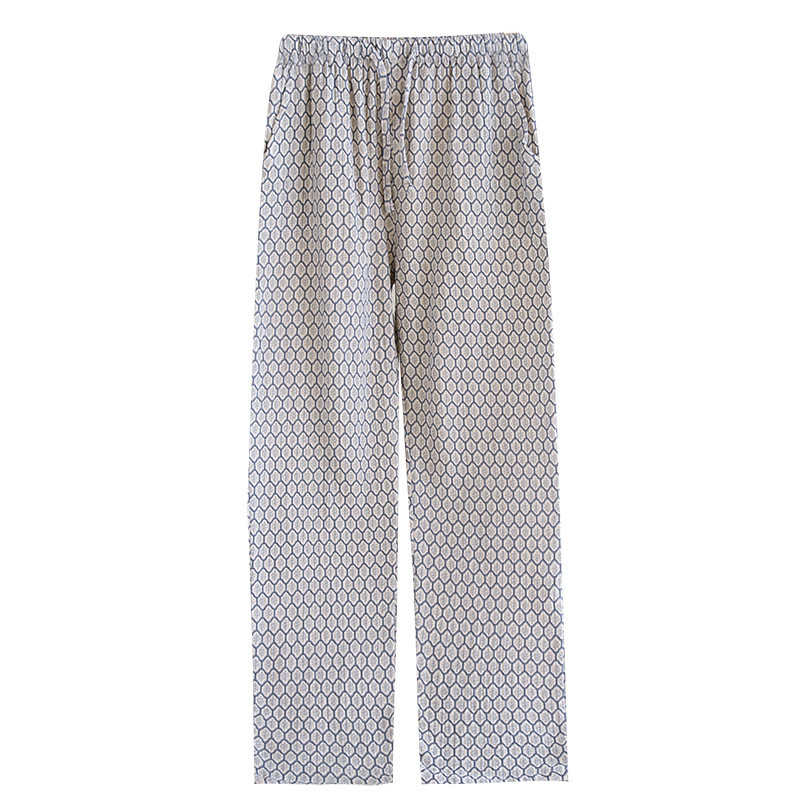 Puhast puuvillast lahtised kodupüksid kreppkangast pidžaamapüksid vabaaja taskud, magamisalused elastsed vöökohad.