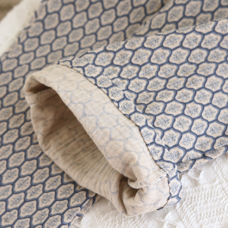 Puhast puuvillast lahtised kodupüksid kreppkangast pidžaamapüksid vabaaja taskud, magamisalused elastsed vöökohad.