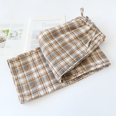 Pāra rūtainas bikses, sieviete, pidžama, bikses, atpūtas telpa, nodilums pavasarim, vasara, plānas trikotāžas kokvilnas guļamveļa guļamveļa, apakšstilba PJ pidžama