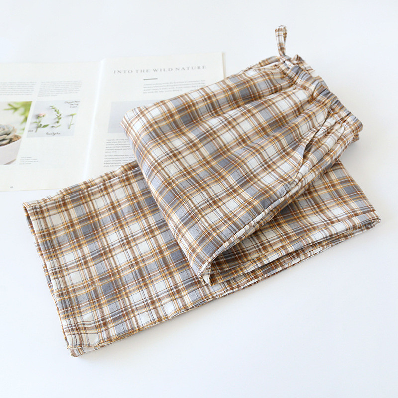 Pāra rūtainas bikses, sieviete, pidžama, bikses, atpūtas telpa, nodilums pavasarim, vasara, plānas trikotāžas kokvilnas guļamveļa guļamveļa, apakšstilba PJ pidžama