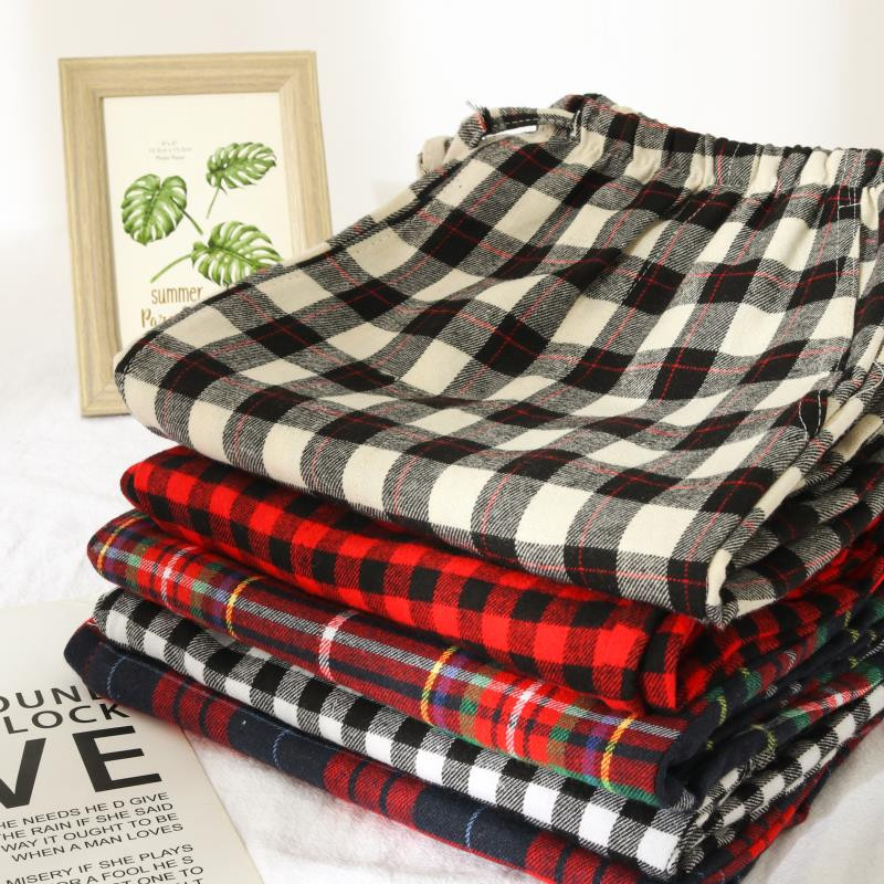 Kockás dizájn Őszi téli hálónadrág női pamut flanel hosszú nadrághoz otthoni nappali ruházat pizsama nadrág pizsama nő