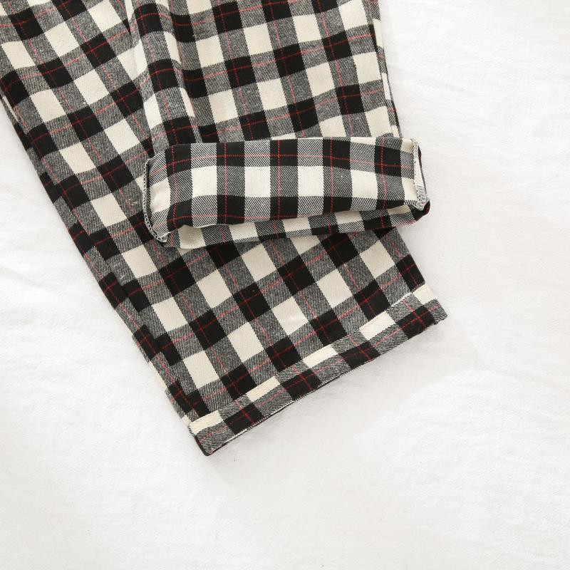 Kockás dizájn Őszi téli hálónadrág női pamut flanel hosszú nadrághoz otthoni nappali ruházat pizsama nadrág pizsama nő