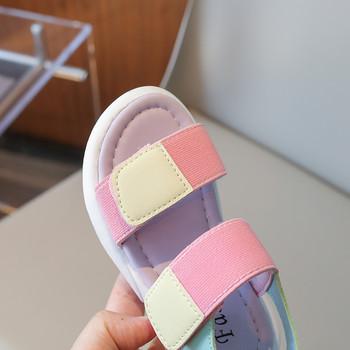 Αθλητικά σανδάλια για κορίτσια Μικτή διακόσμηση Μαλακό κάτω αντιολισθητικό ροζ άνετο Velcro PU επάνω ανοιχτό μοδάτο παιδικά παπούτσια
