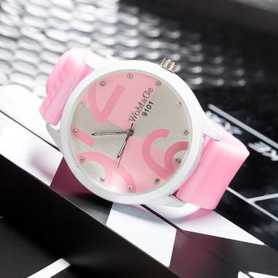 Womage Дамски часовници Модни сладки розови часовници с големи номера Дамски дамски момичета Силиконови спортни часовници Кварцови ръчни часовници