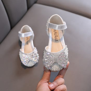 Σανδάλια Little Girl Sequin Summer New Rhinestone Bow Princess Sindals Fashion Bling Kids Wedding Soft Flat σανδάλια Μέγεθος 21-36