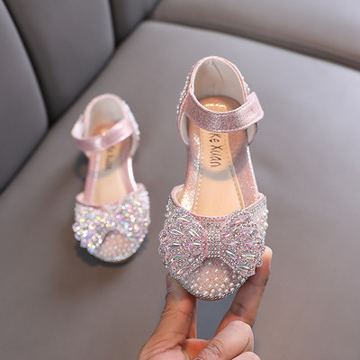 Σανδάλια Little Girl Sequin Summer New Rhinestone Bow Princess Sindals Fashion Bling Kids Wedding Soft Flat σανδάλια Μέγεθος 21-36