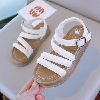 2024 Нови прости сандали за момичета Детски модни неплъзгащи се детски обувки с отворени пръсти, дишащи, едноцветни, готини, универсални