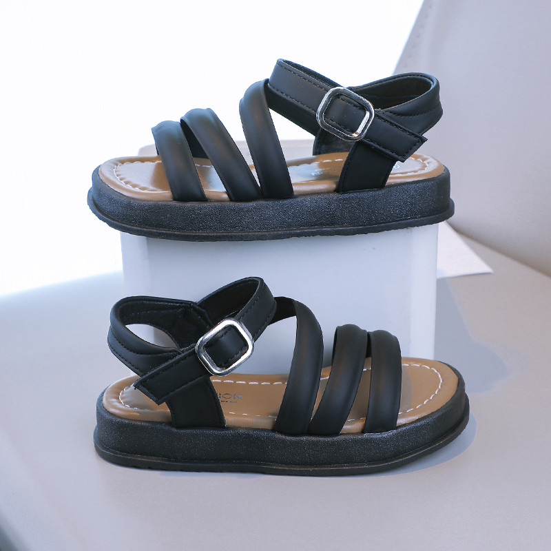 2024. aasta uued lihtsad tüdrukute sandaalid, lastemood, libisemiskindlad konksud ja silmused, hingavad, ühevärvilised ja mitmekülgsed