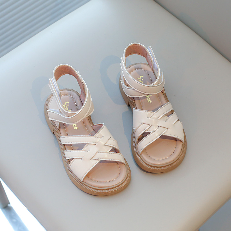 Tüdrukute Gladiaatori sandaalid 2024, suvine uued laste rannajalatsid Boheemlas stiilis kootud disain Avatud varbad Laste printsessisandaalid 26-36