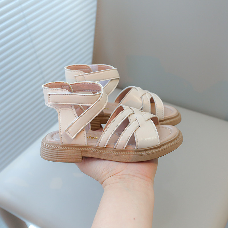 Tüdrukute Gladiaatori sandaalid 2024, suvine uued laste rannajalatsid Boheemlas stiilis kootud disain Avatud varbad Laste printsessisandaalid 26-36