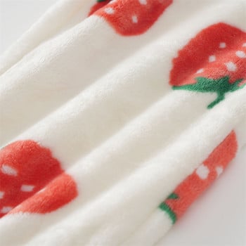 New Fruit Print Strawberry Sleeping Παντελόνι Winter Coral Velvet βελούδινο παντελόνι πιτζάμες Y2k Kawaii Harajuku Flannel Home Fur Sleepwear