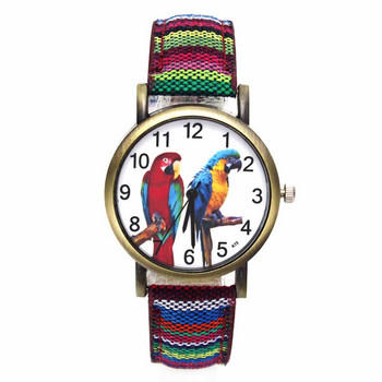 Πολύχρωμο 2 Parrot Pet Bird Animal Ρολόγια Parakeet Budgie Cockatiel Macaw Ανδρικό Γυναικείο Ρολόι Fashion Stripes Denim Wristwatch
