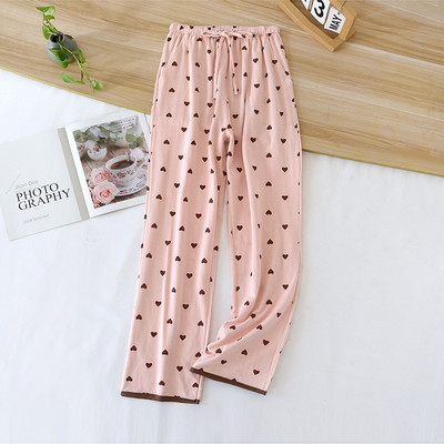 2024. g. sieviešu jaunās pavasara un rudens miega bikses, 100% kokvilna, trikotāžas, aizveramas garās bikses liela izmēra vasaras plānās, brīvas mājas bikses