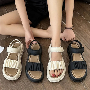 Летни модни ежедневни и удобни елегантни и сладки плажни сандали с отворени пръсти, устойчиви на износване, с дебела подметка и неплъзгащи се