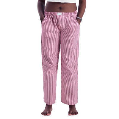 Naiste vabaaja aluspüksid lahtised vertikaalsed triibulised prindiga elastsed taskutega salongipüksid Kodus kannab magamisriideid
