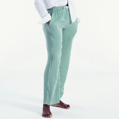 Naiste vabaaja aluspüksid lahtised vertikaalsed triibulised prindiga elastsed taskutega salongipüksid Kodus kannab magamisriideid