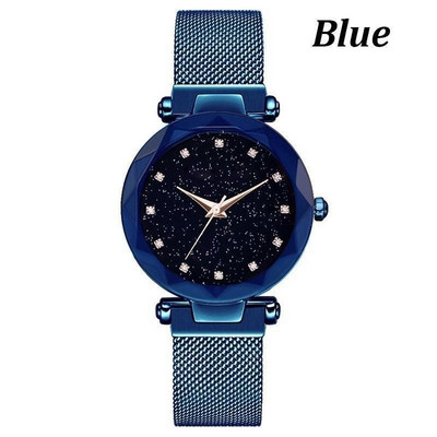 Luksuslikud tähistaeva kellad naiste käevõru, kividest kvartskell Naiste õhukesest terasest magnetpandlaga käekell