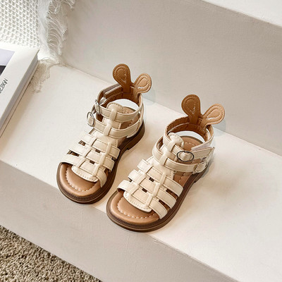 Tüdrukute sandaalid 2024, suvi, uued lastejalatsid Printsessikingad Pehme tallaga beebikingad Moodsad Rooma kingad