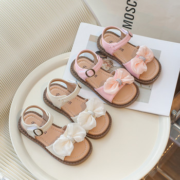 Сандали за момичета Елегантни розови бежови сладки летни детски плъзгачи с отворени пръсти с папийонка Ежедневни меки детски обувки 26-36
