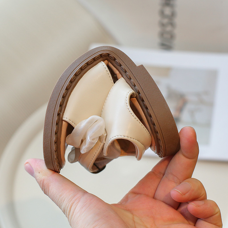 Meiteņu sandales Elegantas rozā smilškrāsas saldas āķa cilpas vasaras bērnu slīdņi Moderns tauriņš ar atvērtu purngalu ikdienas mīkstas bērnu apavi 26-36