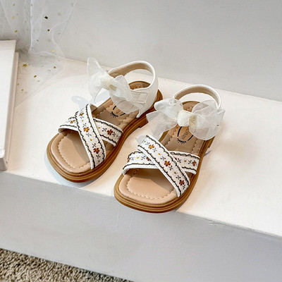 2024. aasta tüdrukute suvi uues etnilises stiilis sandaalid, pehme tald, libisemiskindlad kooliõpilaste rannajalatsid, suurus 23–34