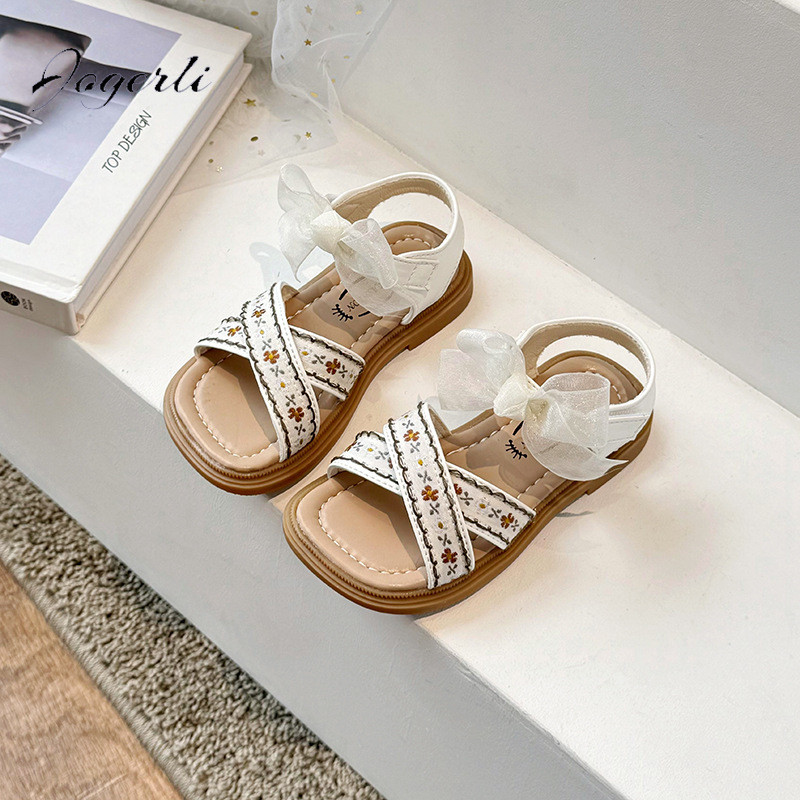 2024. aasta tüdrukute suvi uues etnilises stiilis sandaalid, pehme tald, libisemiskindlad kooliõpilaste rannajalatsid, suurus 23–34