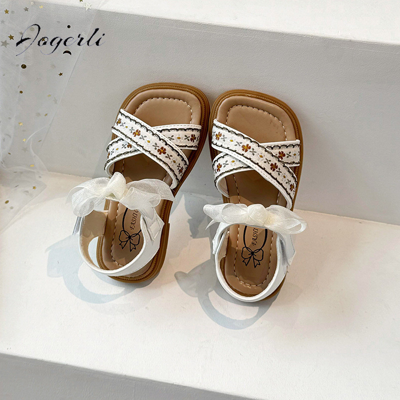 2024. aasta tüdrukute suvi uues etnilises stiilis sandaalid, pehme tald, libisemiskindlad kooliõpilaste rannajalatsid, suurus 23–34