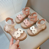 Meiteņu jaukās sandales Princeses Gladiator Sandales 2024 Vasara Jauni Bērnu Pludmales Apavi Volāni Mīksti, Vienkārši, Klasiski plakani Atvērti Pirksti