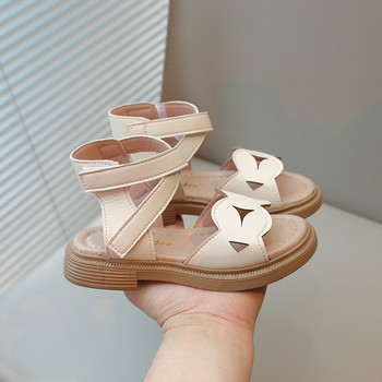 Сладки сандали за момичета Принцеса Гладиаторски сандали 2024 г. Нови детски плажни обувки с волани Меки прости класически плоски отворени пръсти