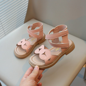 Сладки сандали за момичета Принцеса Гладиаторски сандали 2024 г. Нови детски плажни обувки с волани Меки прости класически плоски отворени пръсти