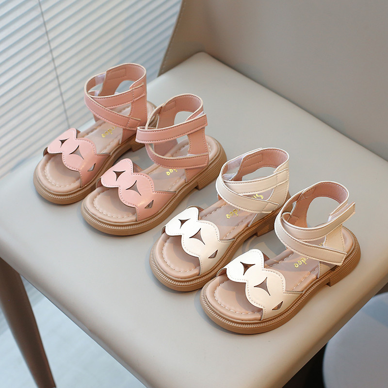Meiteņu jaukās sandales Princeses Gladiator Sandales 2024 Vasara Jauni Bērnu Pludmales Apavi Volāni Mīksti, Vienkārši, Klasiski plakani Atvērti Pirksti