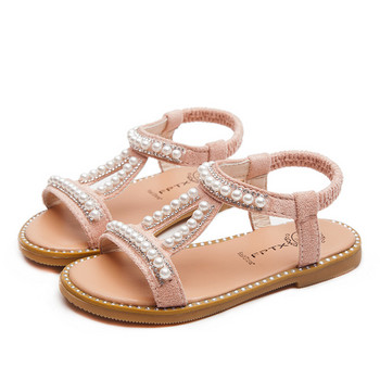 Нови детски плажни сандали на открито за малки деца Модни детски летни обувки Бебешки перлени сандали с отворени пръсти Плоски неплъзгащи се обувки за принцове