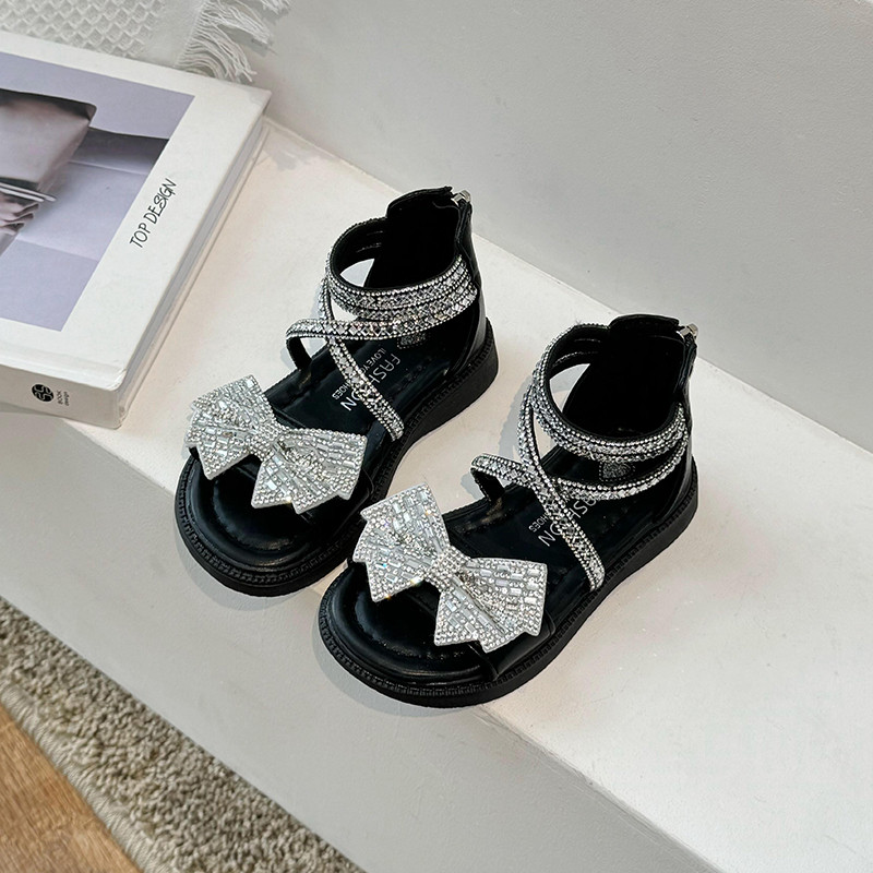 Luksuslikud Tüdrukute sandaalid Litritega Säraga Kitsas Rihmaga Painduvad Laste Liugurid Tõmblukuga Pidu Must Beež Kiilud Lastejalats 23-37