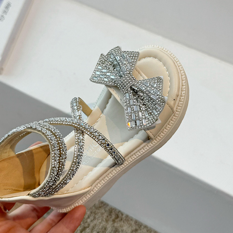 Luksuslikud Tüdrukute sandaalid Litritega Säraga Kitsas Rihmaga Painduvad Laste Liugurid Tõmblukuga Pidu Must Beež Kiilud Lastejalats 23-37