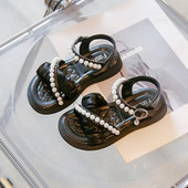 26-36 Printsessikingad tüdrukutele Kleitkingade jaoks mõeldud 2023. aasta moepärlitega lastesandaalid, lameda rannaga laste elegantsed peosandaalid