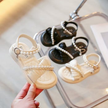26-36 Princess Shoes για κορίτσια Σανδάλια για παπούτσια φόρεμα 2023 Fashion Beading Παιδικά Flat Beach Παιδικά κομψά σανδάλια για πάρτι