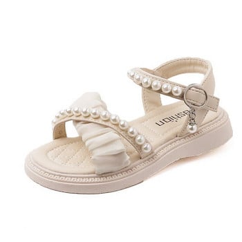 26-36 Princess Shoes για κορίτσια Σανδάλια για παπούτσια φόρεμα 2023 Fashion Beading Παιδικά Flat Beach Παιδικά κομψά σανδάλια για πάρτι