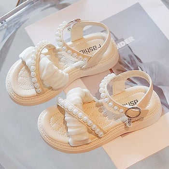 26-36 Princess Shoes για κορίτσια Σανδάλια για παπούτσια φόρεμα 2023 Fashion Beading Παιδικά Flat Beach Παιδικά κομψά σανδάλια για πάρτι