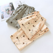 2024. gada japāņu jaunais pavasara/vasaras pāra guļamveļa 100% kokvilnas marle Plānas vīriešu un sieviešu bikses, brīvas mājas bikses apakšas