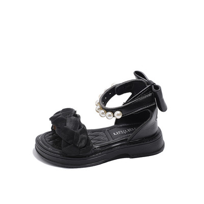 Vasaras bērnu sandales meitenēm elegantas pērļu modes jaunas daudzfunkcionālas saldas bērnu ballītes plakanas sandales izmērs:23-36