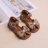 Suuremõõdulised Bowknot sandaalid Tüdrukutele Pehmest PU-nahast rannajalatsid Imikutele Lastele Mood Suvine Lame Kleit Sandaalid