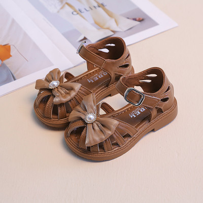 Suuremõõdulised Bowknot sandaalid Tüdrukutele Pehmest PU-nahast rannajalatsid Imikutele Lastele Mood Suvine Lame Kleit Sandaalid