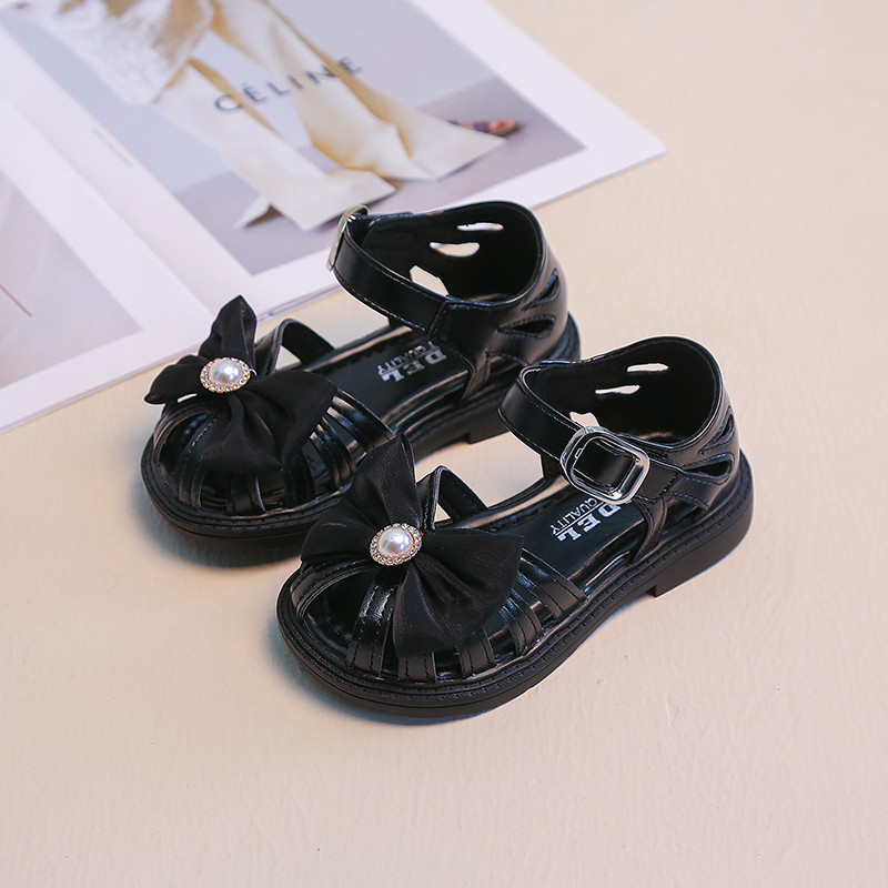 Suuremõõdulised Bowknot sandaalid Tüdrukutele Pehmest PU-nahast rannajalatsid Imikutele Lastele Mood Suvine Lame Kleit Sandaalid