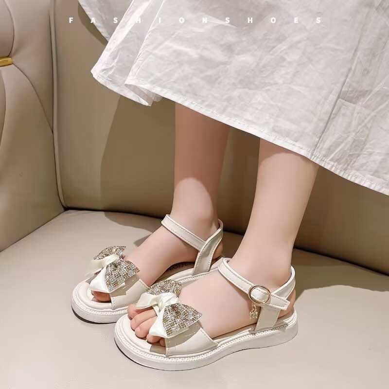 Sandale za djevojčice s ravnom petom, dječje djevojčice, proljeće, ljeto, modne tinejdžerske cipele s mašnom i princezom za malu djecu